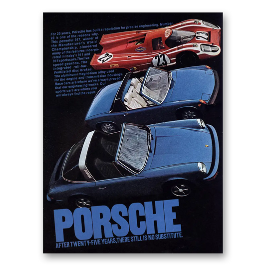 1975 Porsche After Twenty Five Years No Substitute Vintage Magazine Print Ad