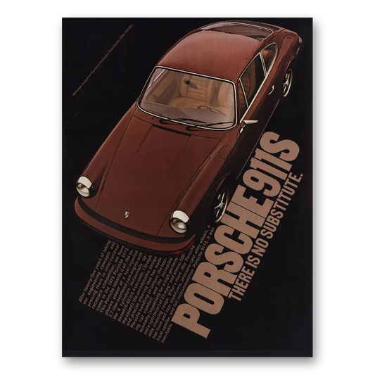 1975 Porsche No Substitute Vintage Magazine Print Ad