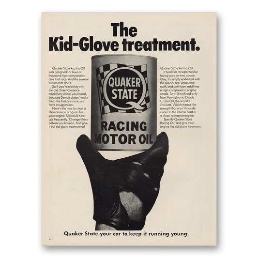 1975 Quaker State Kid Glove Treatment Vintage Magazine Print Ad