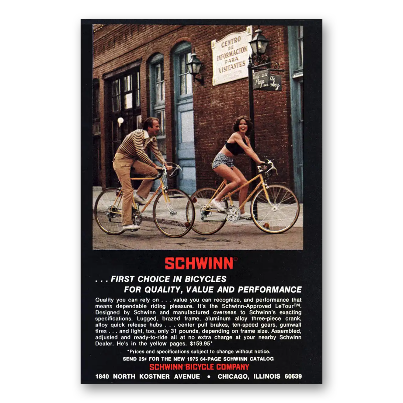 1975 Schwinn Bicycles First Choice in Bicycles Vintage Magazine Print Ad