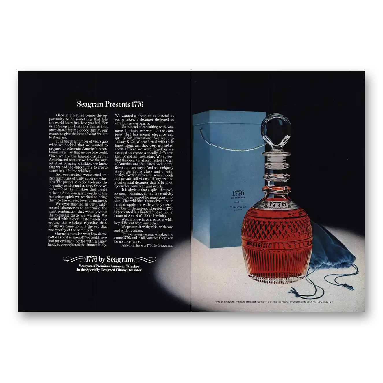 1975 Seagrams VO Whisky Presents 1776 Tiffany Vintage Magazine Print Ad