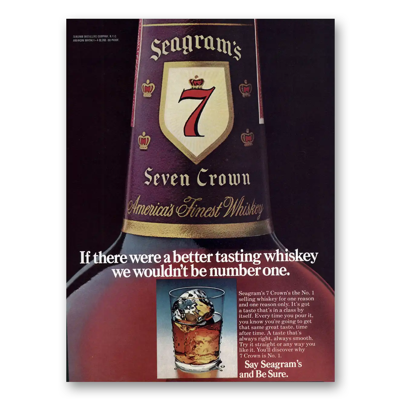 1975 Seagrams 7 Crown Whiskey There Were a Better Tasting Whiskey Vintage Magazine Print Ad