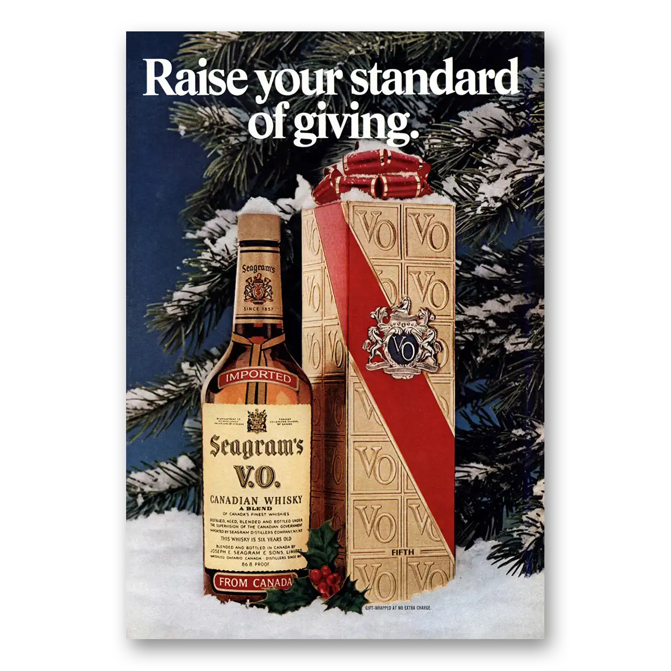 1975 Seagrams VO Whisky Raise Your Standard of Giving Vintage Magazine Print Ad