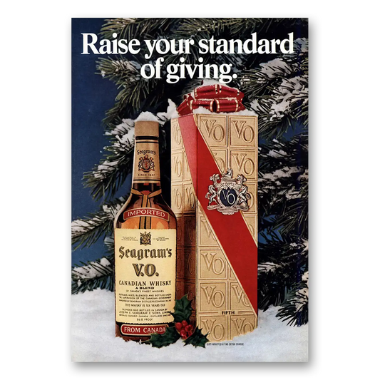 1975 Seagrams VO Whisky Raise Your Standard of Giving Vintage Magazine Print Ad