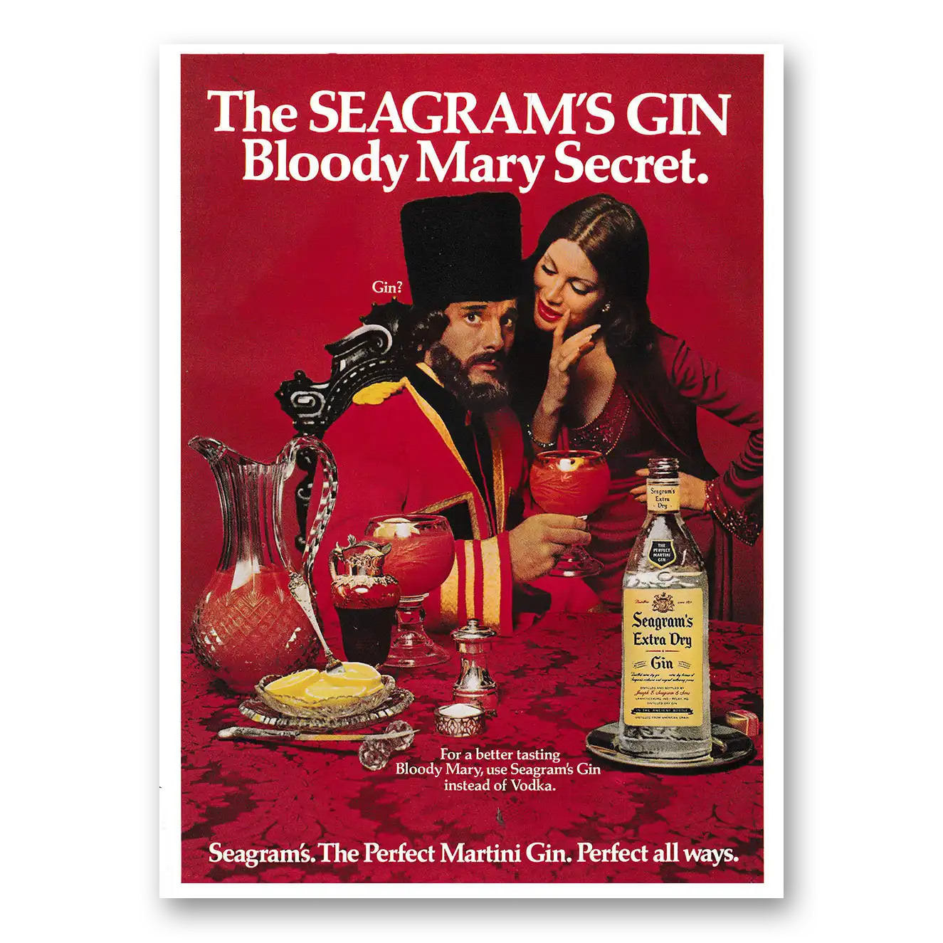 1975 Seagrams Extra Dry Gin Bloody Mary Secret Vintage Magazine Print Ad