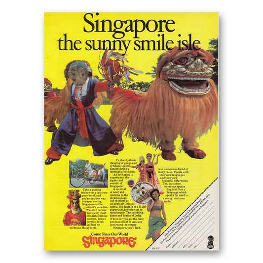 1975 Singapore Sunny Smile Isle Vintage Magazine Print Ad