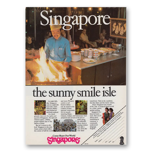 1975 Singapore Sunny Smile Isle Vintage Magazine Print Ad