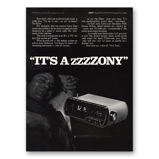 1975 Sony Radio Zzzzony Vintage Magazine Print Ad