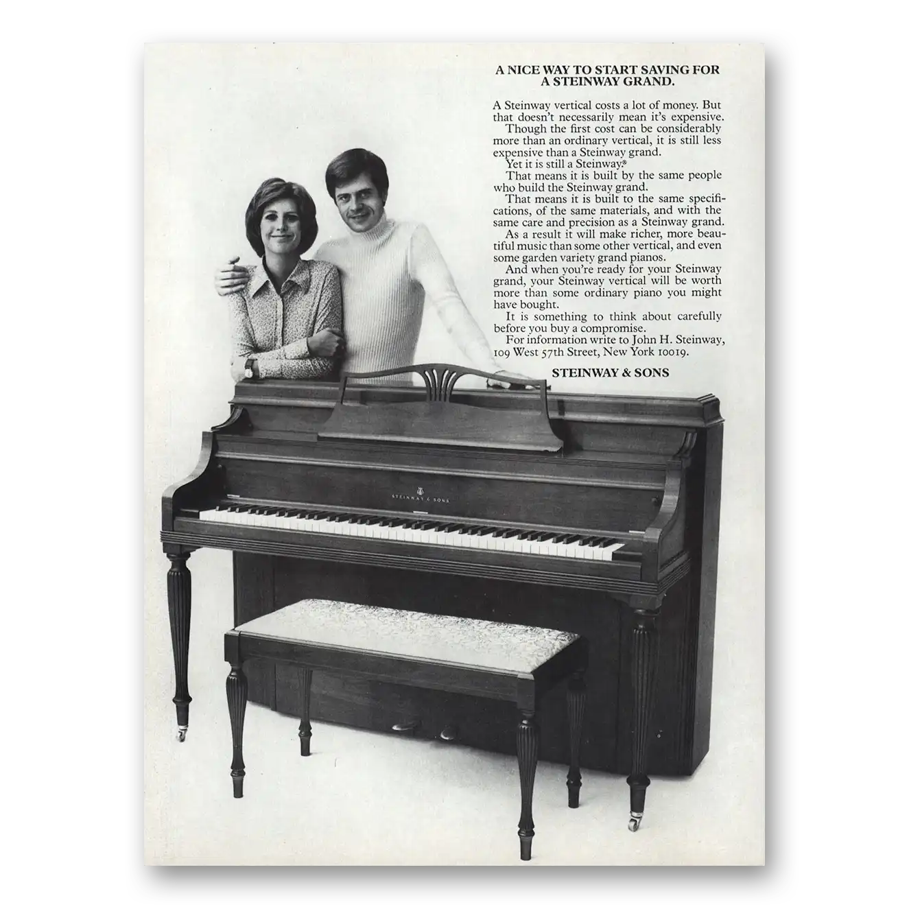 1975 Steinway Piano Grand Nice Way to Start Saving Vintage Magazine Print Ad