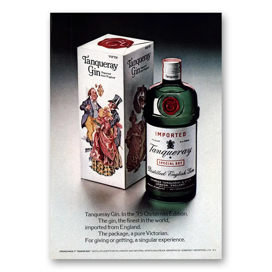 1975 Tanqueray Gin Christmas Edition Vintage Magazine Print Ad