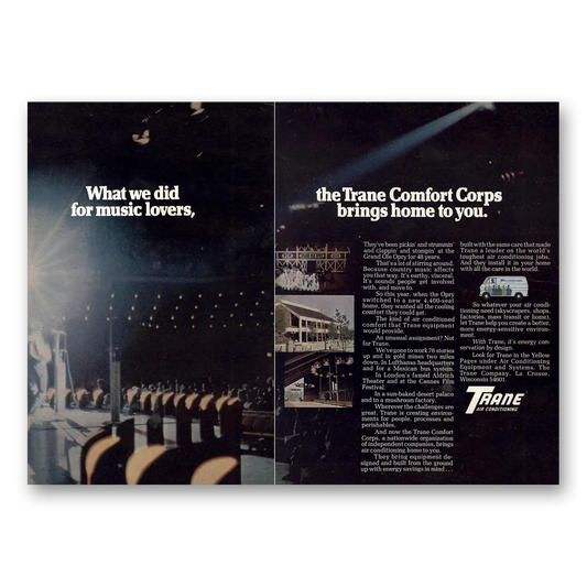 1975 Trane Air Condioning What We Did for Music Lovers Vintage Magazine Print Ad