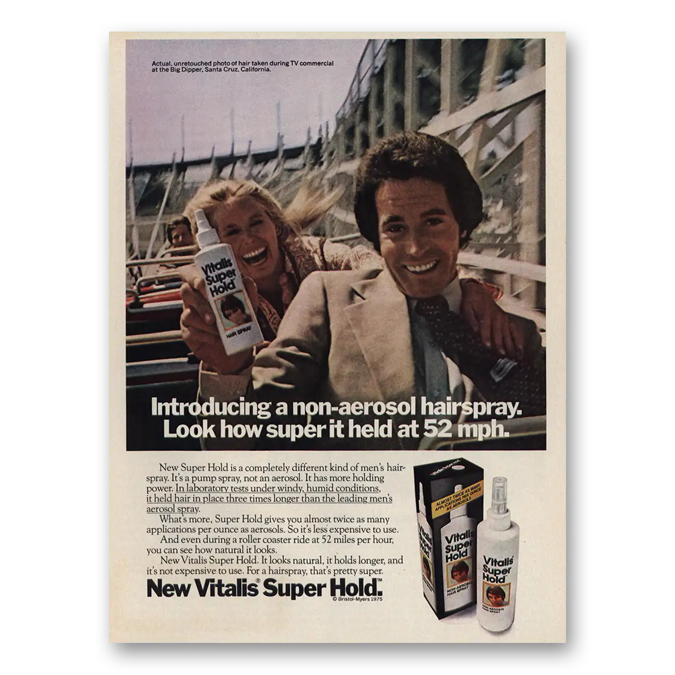 1975 Vitalis Super Hold Santa Cruz Big Dipper Vintage Magazine Print Ad