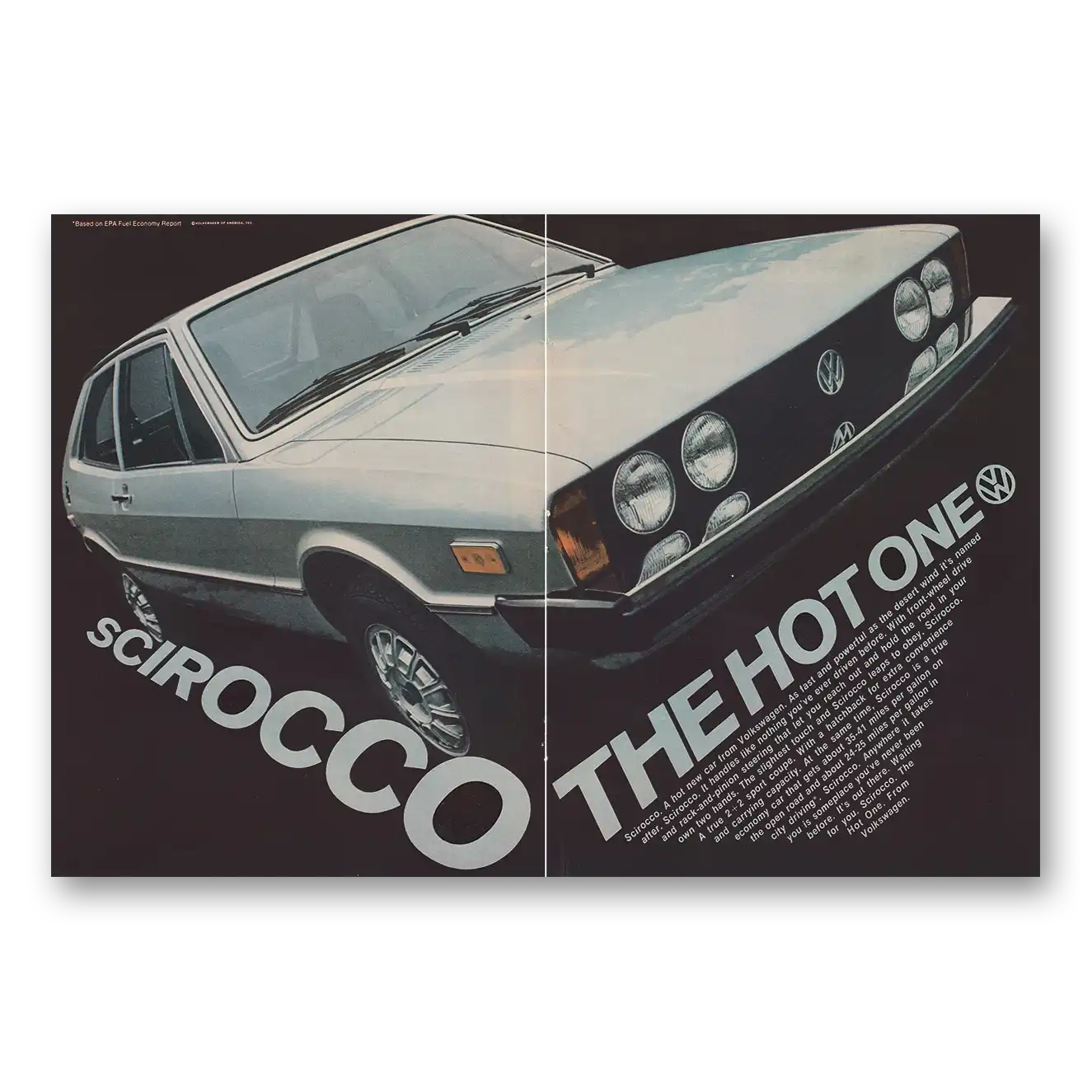 1975 Volkswagen Scirocco Hot One Vintage Magazine Print Ad