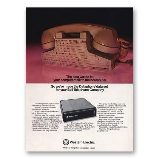 1975 Western Electric Dataphone Your Computer Talk to Their Computer Vintage Magazine Print Ad