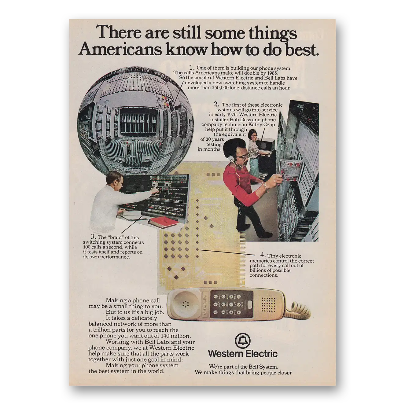 1975 Western Electric Still Some Things Americans Know How to Do Best Vintage Magazine Print Ad