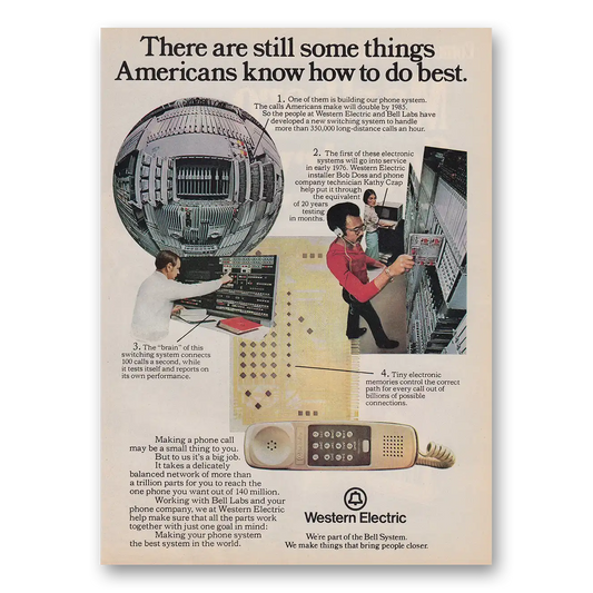 1975 Western Electric Still Some Things Americans Know How to Do Best Vintage Magazine Print Ad