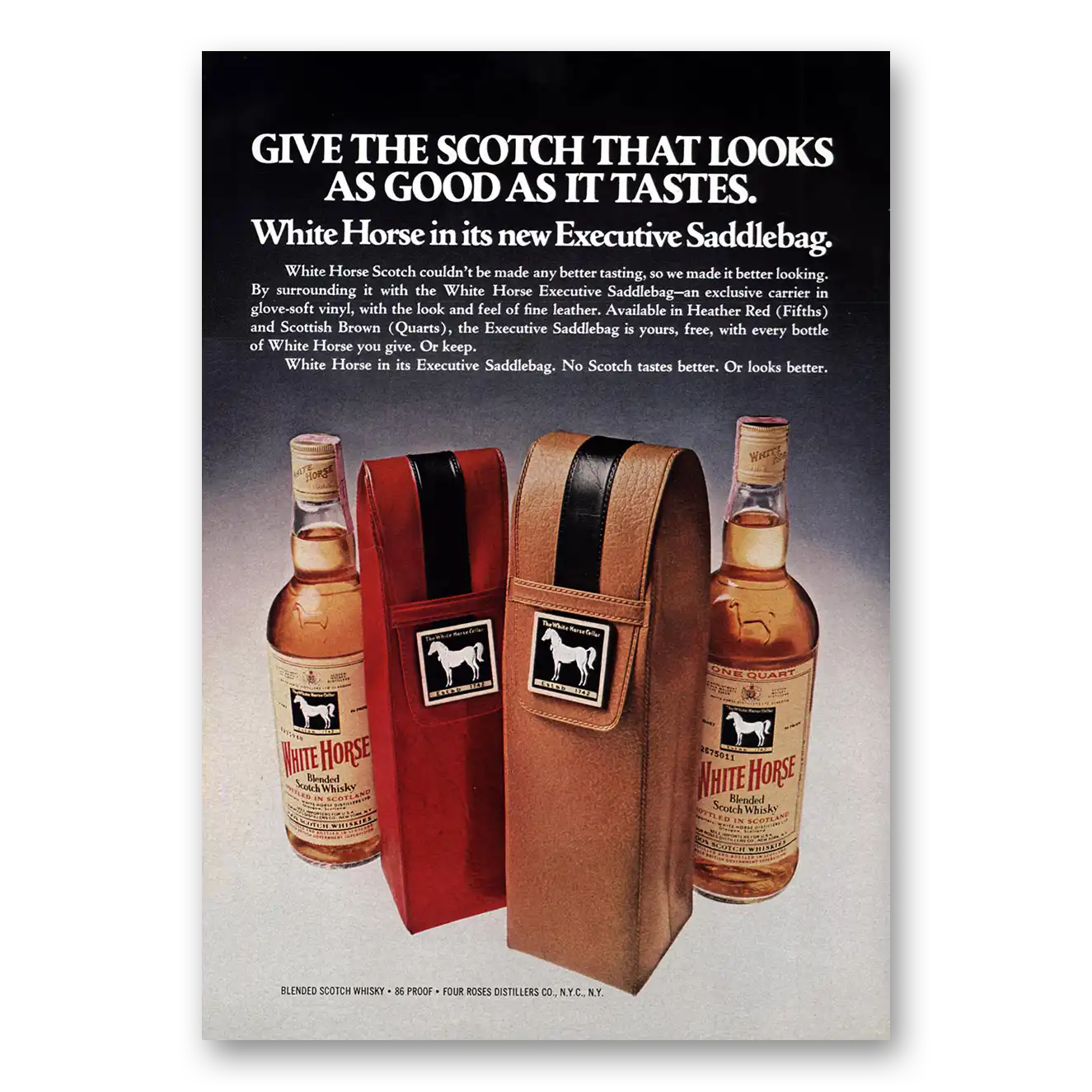 1975 White Horse Scotch Whisky Looks As Good As It Tastes Vintage Magazine Print Ad