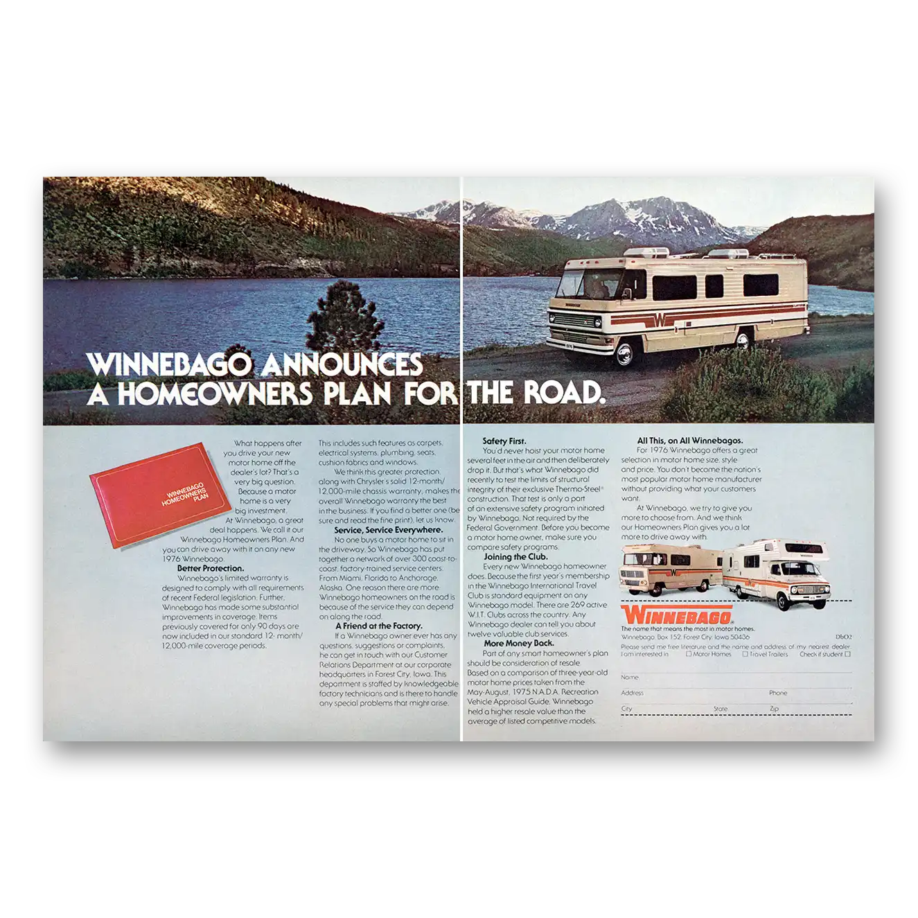 1975 Winnebago Motor Home Homeowners Plan for the Road Vintage Magazine Print Ad