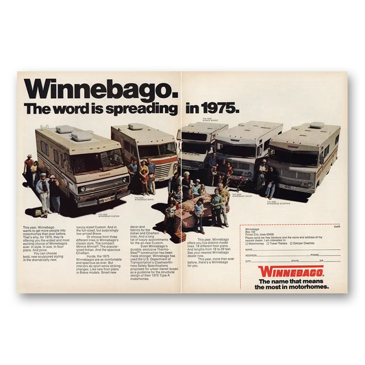 1975 Winnebago Motor Home Word Is Spreading in Vintage Magazine Print Ad