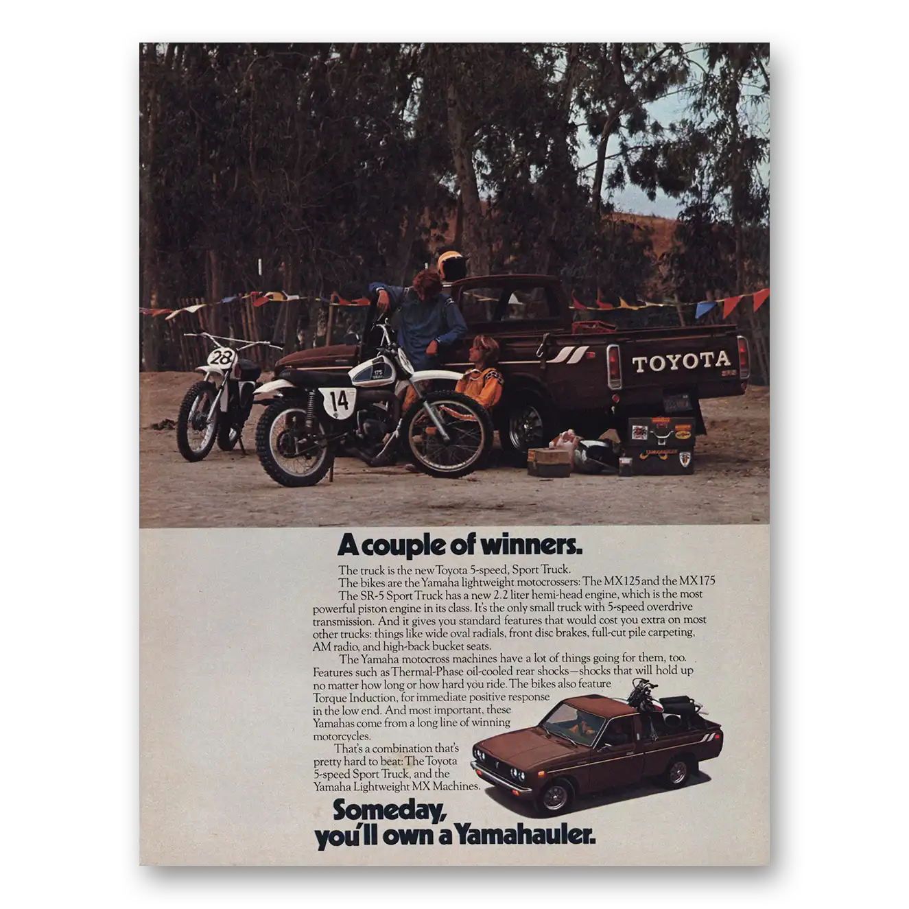 1975 Yamaha Motocross Couple of Winners Yamahauler Vintage Magazine Print Ad