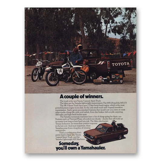 1975 Yamaha Motocross Couple of Winners Yamahauler Vintage Magazine Print Ad