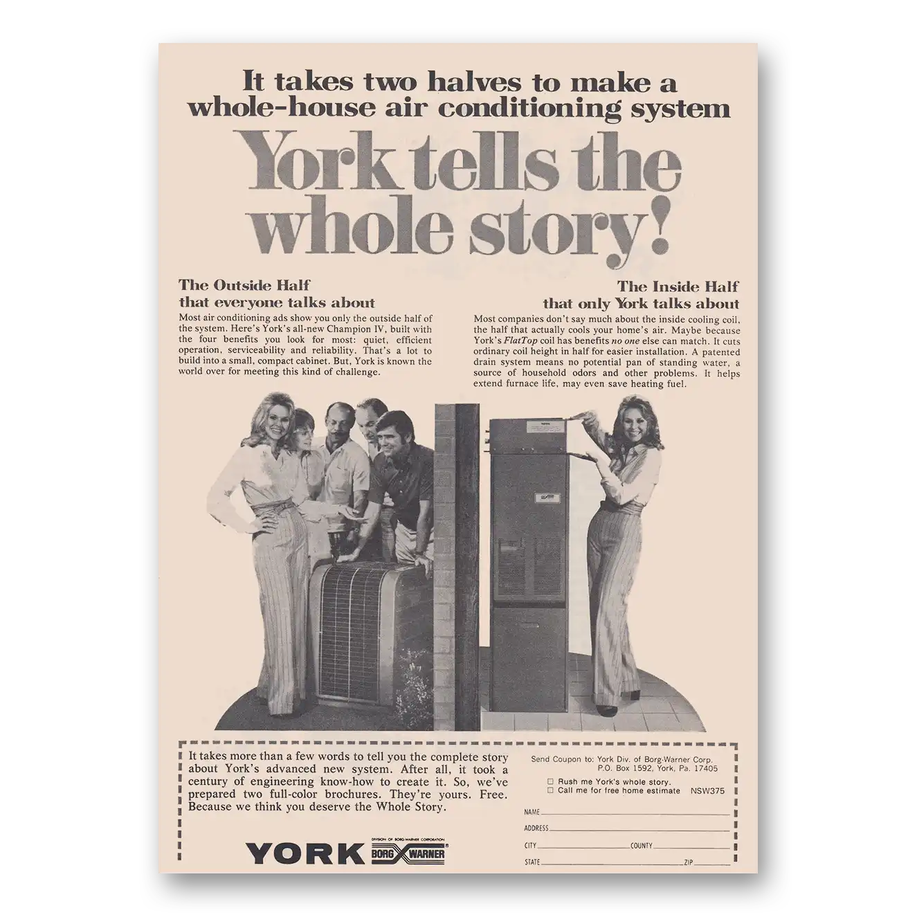 1975 York Air Conditioning Tells the Whole Story Vintage Magazine Print Ad