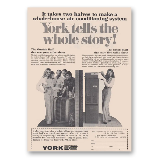 1975 York Air Conditioning Tells the Whole Story Vintage Magazine Print Ad