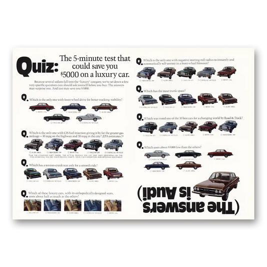 1976 Audi Quiz 5 Minute Test Vintage Magazine Print Ad