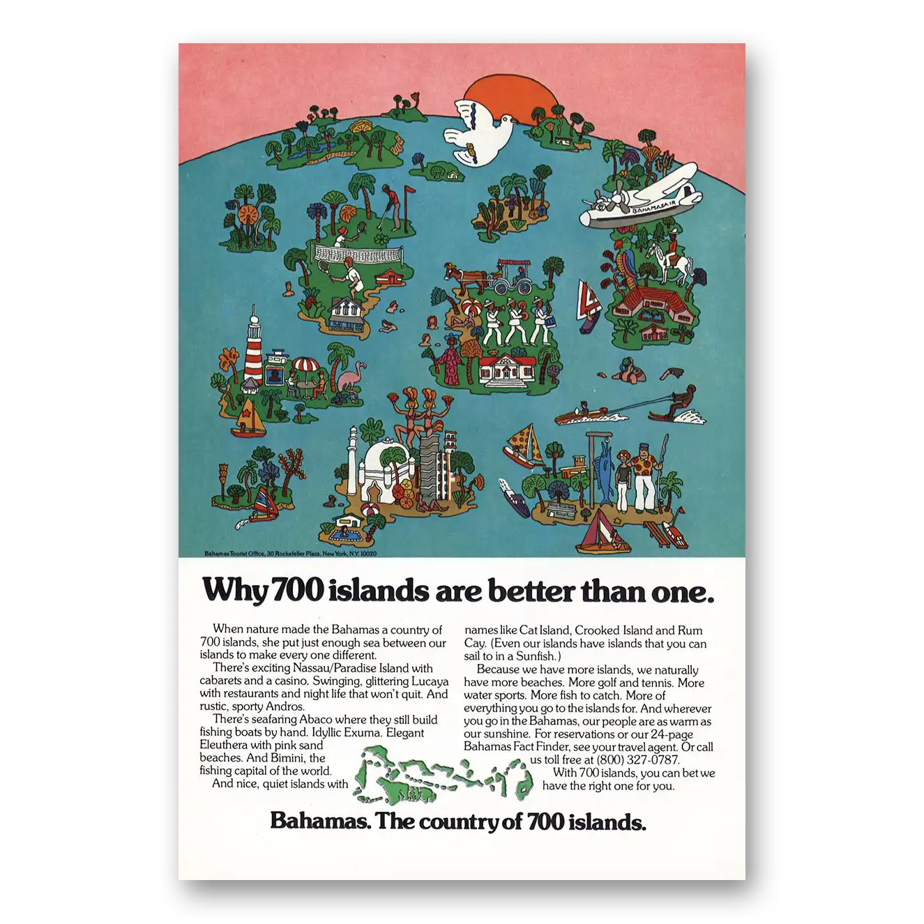 1976 Bahamas 700 Islands Are Better Than One Vintage Magazine Print Ad