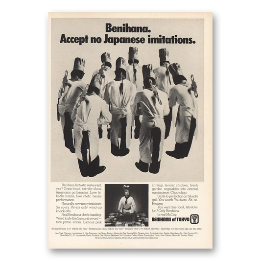 1976 Benihana of Tokyo Accept No Japanese Imitations Vintage Magazine Print Ad