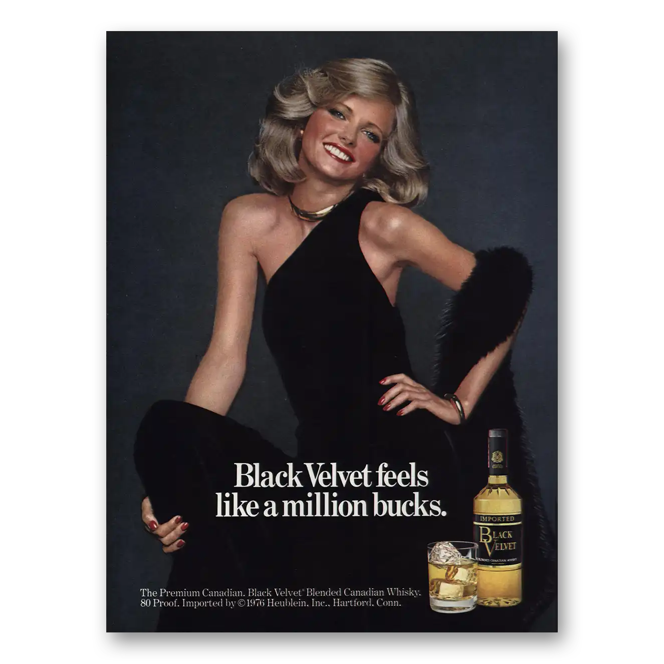 1976 Black Velvet Whisky Feels Like Million Bucks Vintage Magazine Print Ad