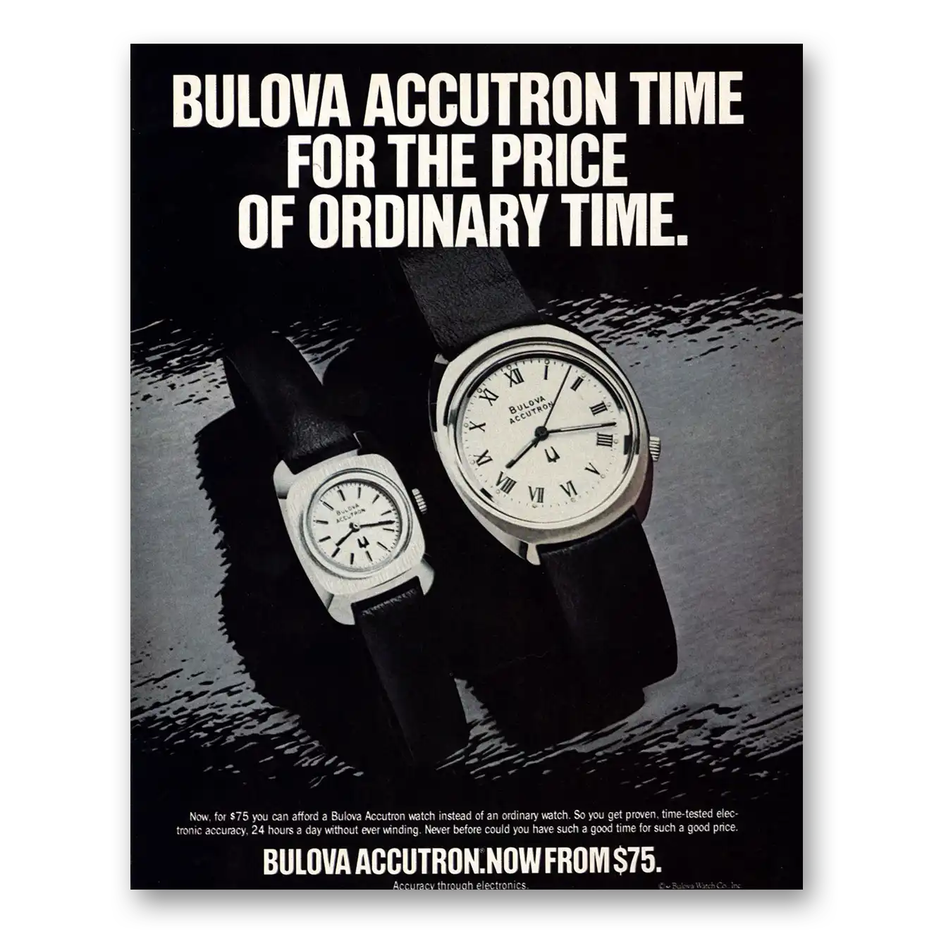 1976 Accutron Watch Price of Ordinary Time Vintage Magazine Print Ad