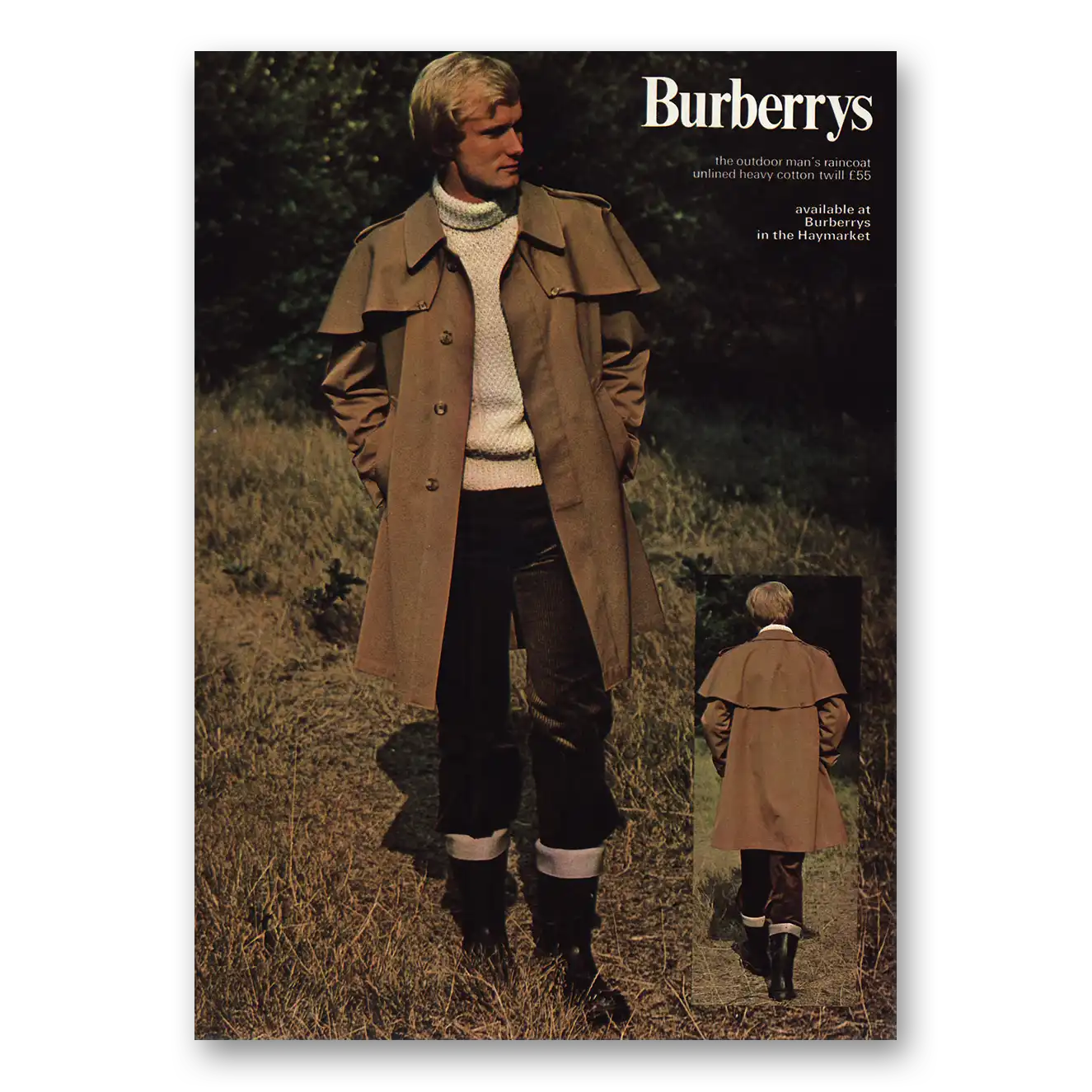 1976 Burberry Outdoor Mans Raincoat Vintage Magazine Print Ad