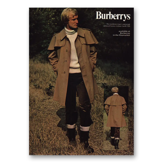 1976 Burberry Outdoor Mans Raincoat Vintage Magazine Print Ad