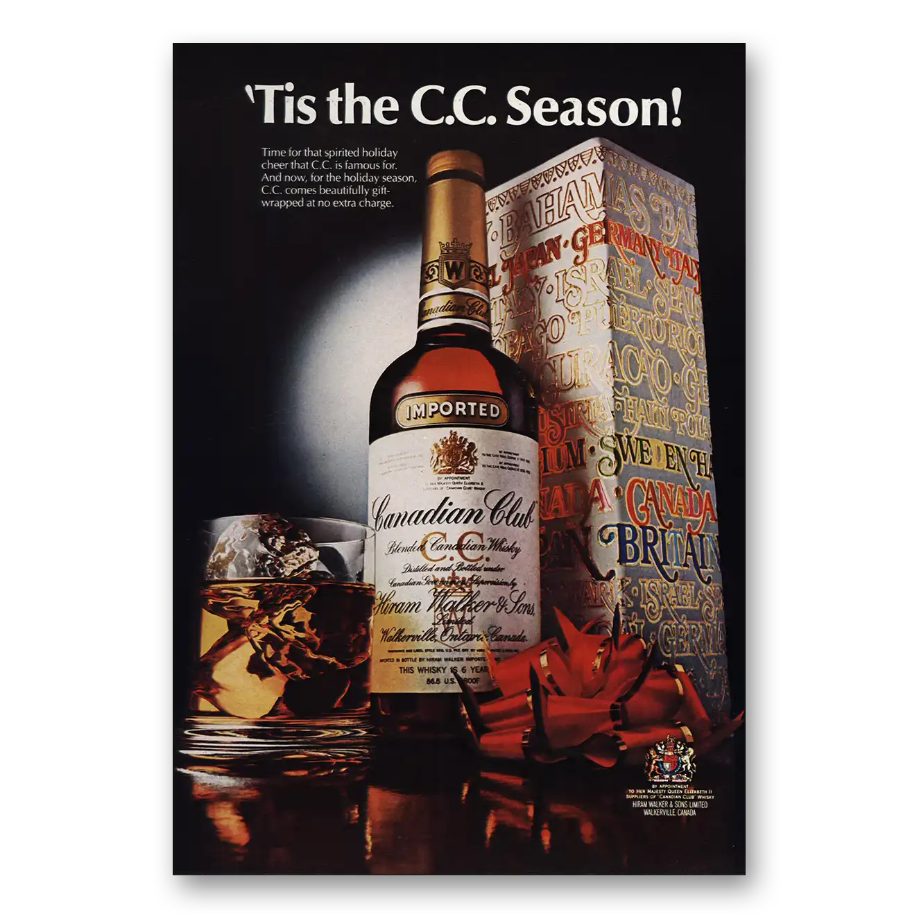 1976 Canadian Club Tis the CC Season Vintage Magazine Print Ad