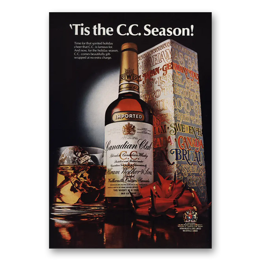 1976 Canadian Club Tis the CC Season Vintage Magazine Print Ad