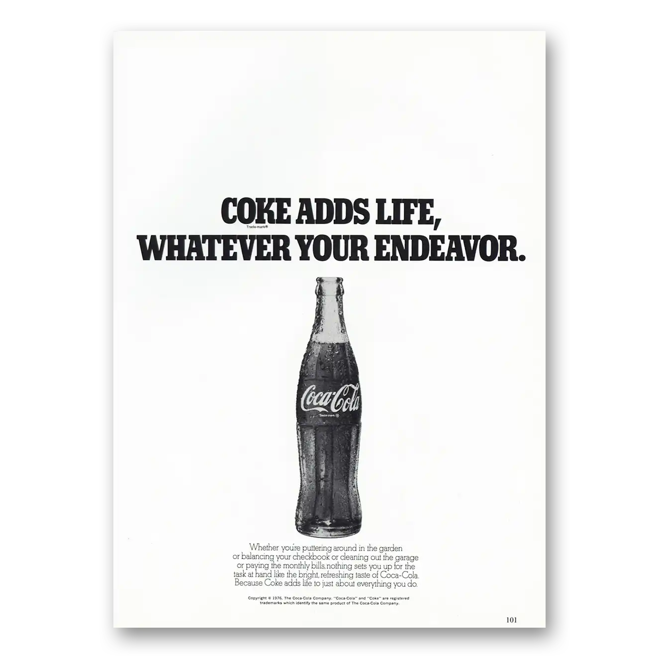 1976 Coca Cola Coke Adds Life to Whatever Your Endeavor Vintage Magazine Print Ad