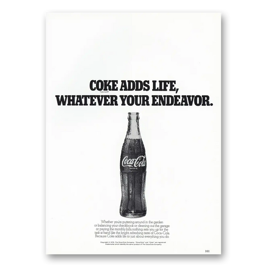 1976 Coca Cola Coke Adds Life to Whatever Your Endeavor Vintage Magazine Print Ad