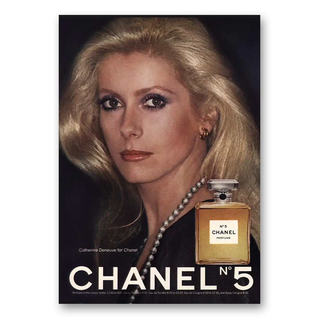 1976 Chanel No 5 Catherine Deneuve Vintage Magazine Print Ad