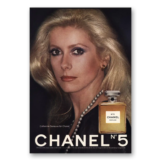 1976 Chanel No 5 Catherine Deneuve Vintage Magazine Print Ad