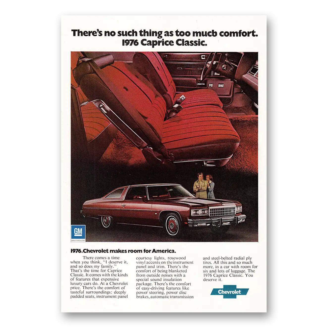 1975 Chevrolet Caprice No Such Thing as Too Much Vintage Magazine Print Ad