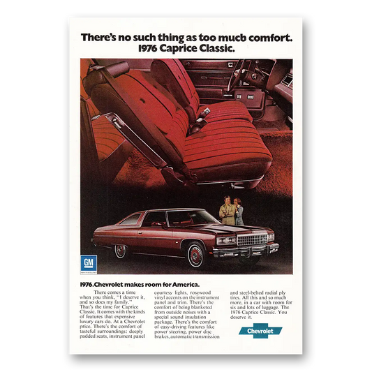 1975 Chevrolet Caprice No Such Thing as Too Much Vintage Magazine Print Ad