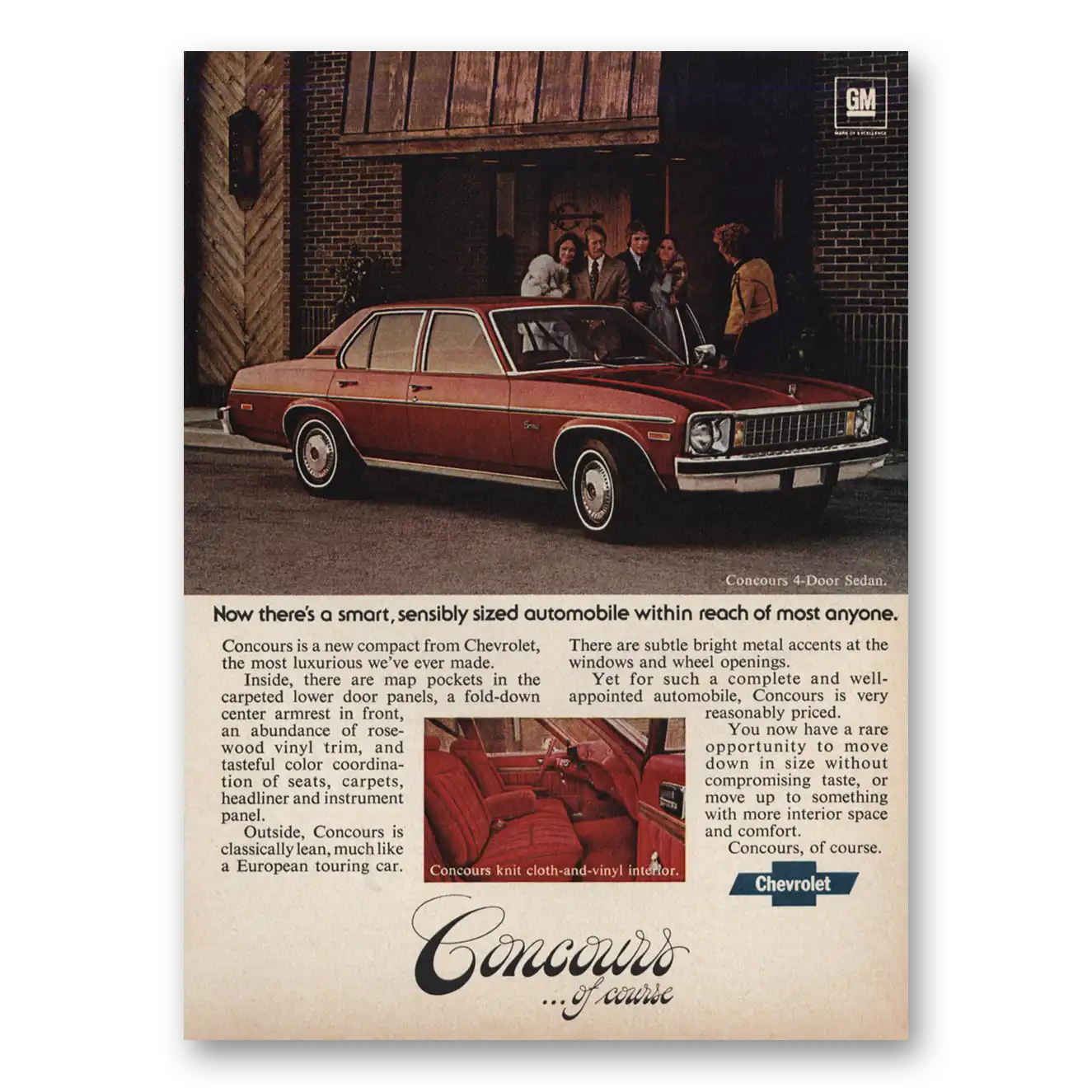 1976 Chevrolet Concours Smart Sensibly Sized Vintage Magazine Print Ad