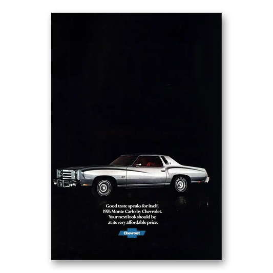 1975 Chevrolet Monte Carlo Good Taste Speaks for Itself Vintage Magazine Print Ad