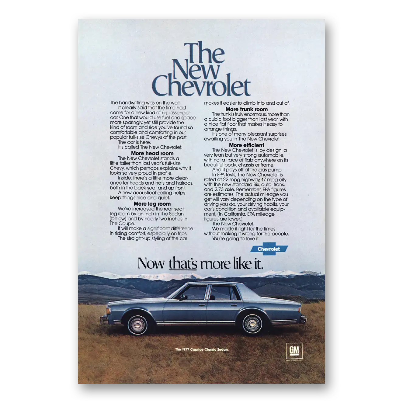 1976 Chevrolet Caprice Classic Sedan Handwriting Was On the Wall Vintage Magazine Print Ad