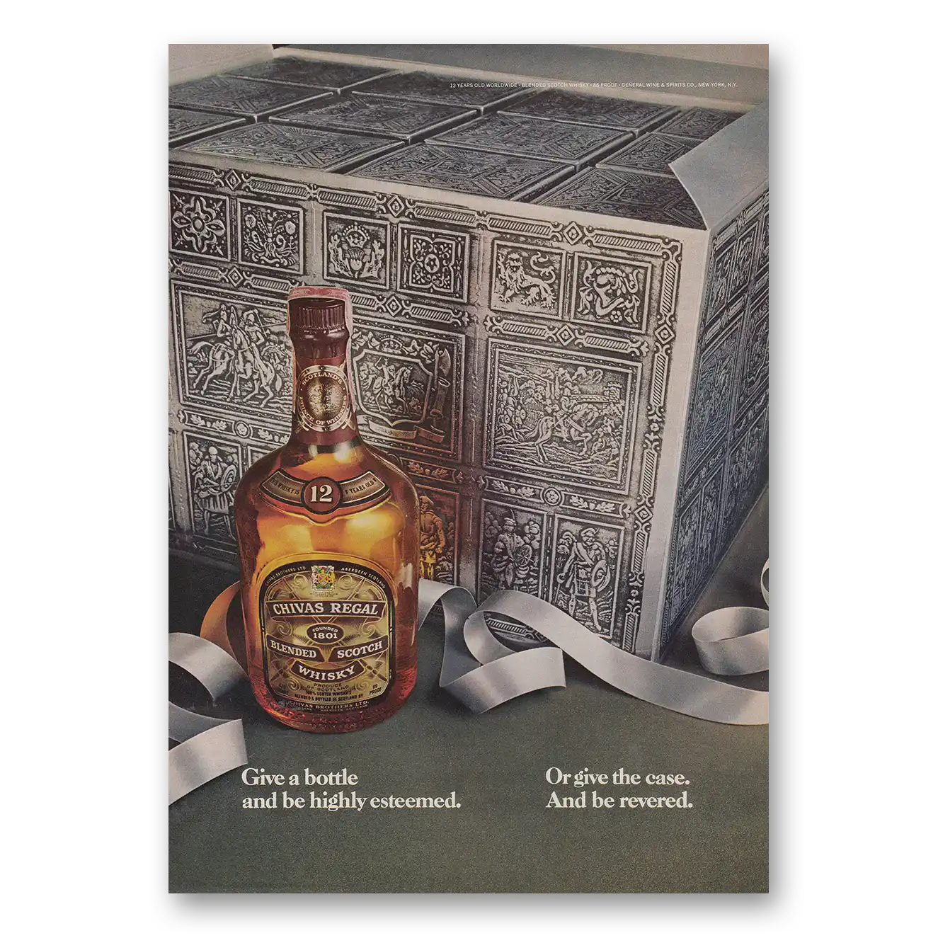 1976 Chivas Regal Give a Bottle and Be Highly Esteemed Vintage Magazine Print Ad