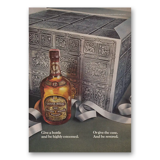 1976 Chivas Regal Give a Bottle and Be Highly Esteemed Vintage Magazine Print Ad