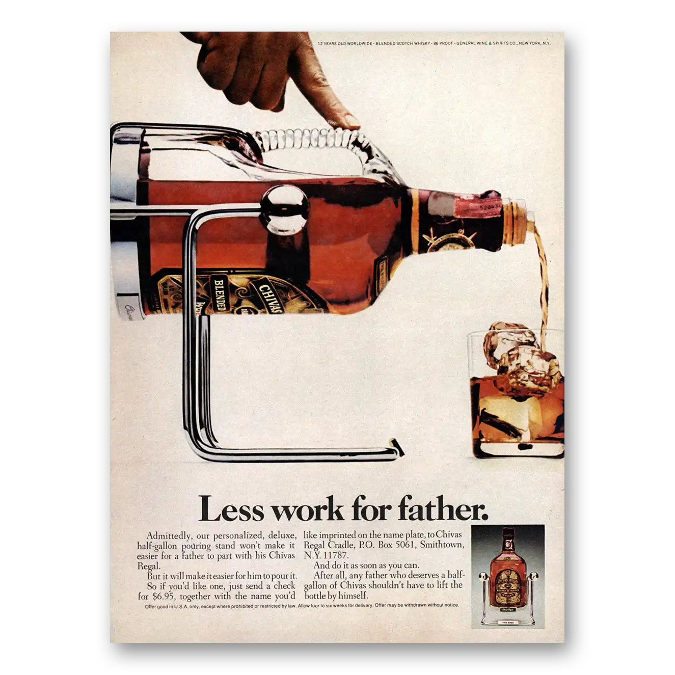 1976 Chivas Regal Less Work for Father Vintage Magazine Print Ad