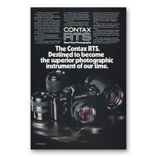 1976 Yashica Cameras Contax RTS Camera Superior Photographic Vintage Magazine Print Ad