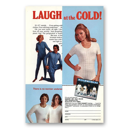 1976 Damart Thermawear Thermawear Laugh at the Cold Vintage Magazine Print Ad